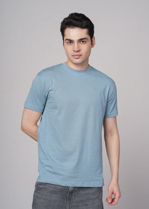 Outlaws Men’s T Shirt – Cotton Solid Regular Fit Light Blue
