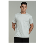 Outlaws men t shirt light grey solid regular fit front view