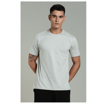 Outlaws men t shirt light grey solid regular fit front view