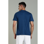 men solid t shirt cotton regular fit navy blue