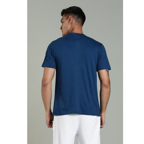 men solid t shirt cotton regular fit navy blue