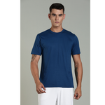 Outlaws men t shirt navy blue solid regular fit front view