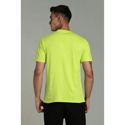 men solid t shirt cotton regular fit neon green