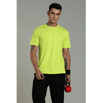 Outlaws men t shirt neon green solid regular fit front view