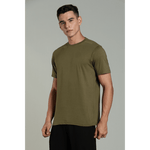 men solid t shirt cotton regular fit olive green