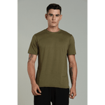 Outlaws men t shirt olive green solid regular fit front view