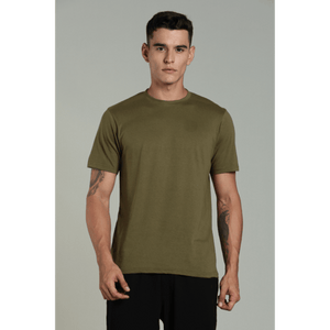 Outlaws Men’s T Shirt – Cotton Solid Regular Fit Olive Green