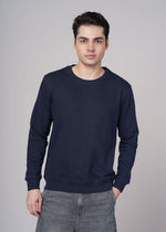 Outlaws Navy men's sweatshirt displayed on a hanger, featuring a casual fit and stylish design from Outlaws Fashion.