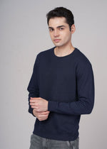 Navy Outlaws Fashion men's sweatshirt with logo design, casual fit, and long sleeves, displayed on a hanger.