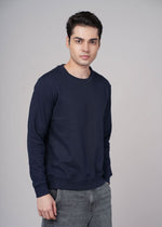 Outlaws Navy Sweatshirt for Men with crew neck and long sleeves, made of comfortable fabric, styled for casual wear.