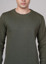 Outlaws Olive men's sweatshirt featuring a relaxed fit, long sleeves, and casual style, made by Outlaws Fashion.