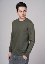 Outlaws Olive men's sweatshirt with a relaxed fit, featuring a crew neck and casual style from Outlaws Fashion.