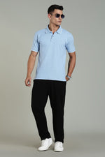 Sky blue Outlaws Fashion men's polo T-shirt with a classic collar, short sleeves, and subtle logo detail.