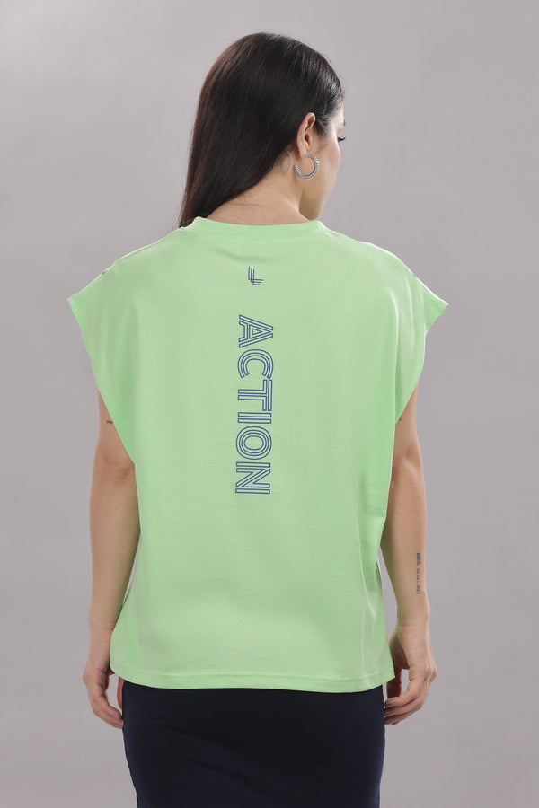 Outlaws Sweet Green workout tank top for women, sleeveless athletic top with a fitted design, made by Outlaws Fashion.