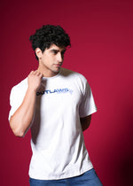 Outlaws White Oversized Cotton T-Shirt featuring a relaxed streetwear fit and bold style, casual and comfortable for everyday wear.