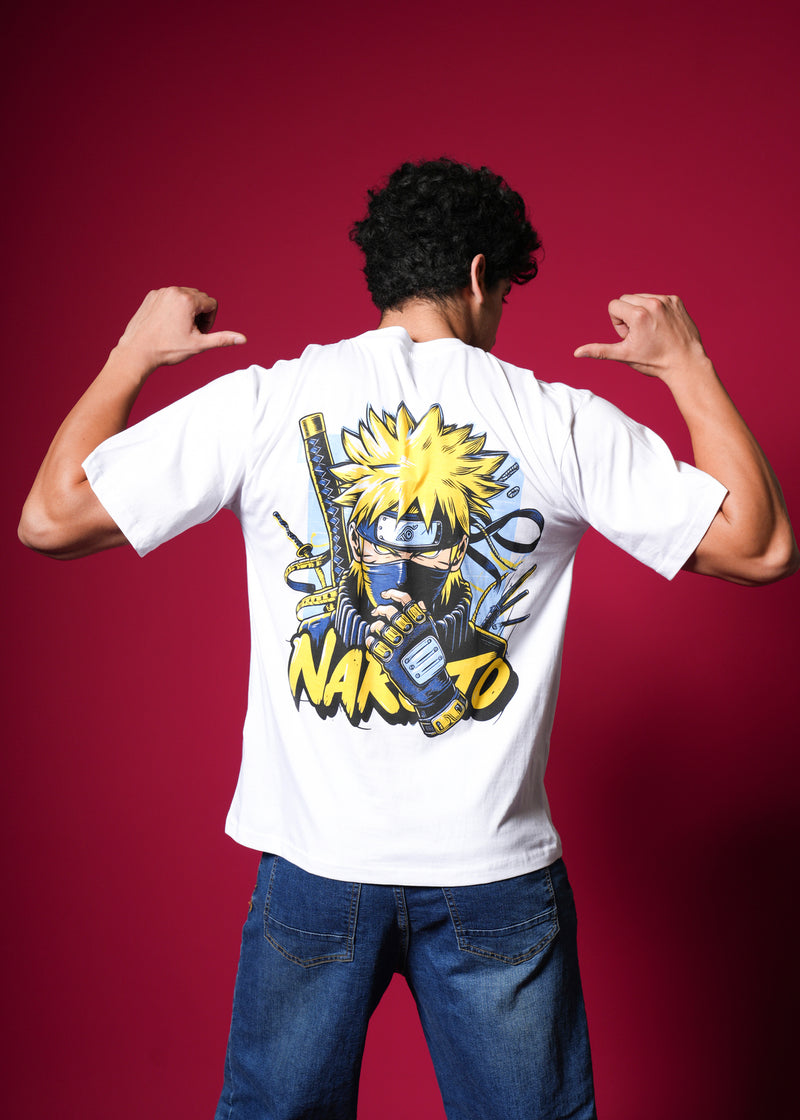 Outlaws White oversized cotton T-shirt with streetwear style, featuring a relaxed fit and minimal design.