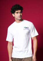 Outlaws White Oversized T-Shirt made of 100% cotton, featuring a relaxed streetwear style with bold fit and minimal branding.