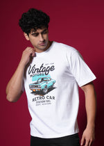 Outlaws White Oversized Cotton T-Shirt with streetwear style, featuring a relaxed fit and classic crew neck design.