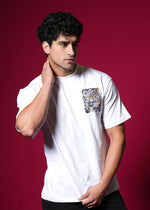 Outlaws White Oversized Cotton T-Shirt with streetwear style, featuring a relaxed fit and classic crew neckline.