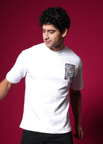 Outlaws White Oversized Cotton T-Shirt with streetwear style, featuring a relaxed fit and bold design elements.