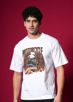 Outlaws White Oversized T-Shirt made of 100% cotton, featuring a streetwear style with a relaxed fit and bold design.