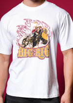 Outlaws White Oversized T-Shirt made of 100% cotton, featuring a relaxed streetwear fit and casual style.