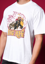 Outlaws White Oversized Cotton T-Shirt featuring streetwear style, relaxed fit, and bold design, perfect for casual urban fashion.