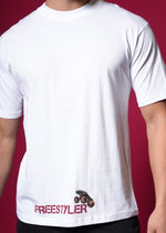 Outlaws White Oversized T-Shirt made of 100% cotton, featuring a relaxed streetwear style with a loose fit and simple design.