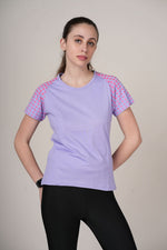 Outlaws women athleisure t shirt lavender sporty contrast sleeve