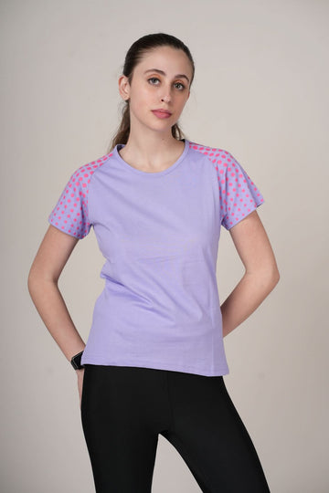 Outlaws women athleisure t shirt lavender sporty contrast sleeve