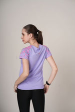 women gym t shirt lavender breathable workout wear