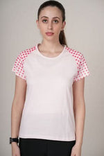 Outlaws women athleisure t shirt light pink sporty contrast sleeve