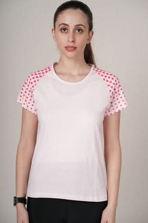 Outlaws women athleisure t shirt light pink sporty contrast sleeve
