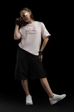 Outlaws Women Authentic Oversized T-Shirt | Pink Casual Typography Printed Tee for Women