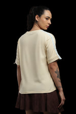 Outlaws Women Awesome Oversized T-Shirt | Beige Casual Typography Printed Tee for Women