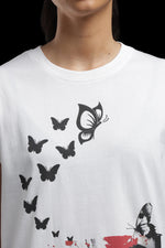 Outlaws Women Butterfly Face Graphic Printed T Shirt - White Artistic Tee