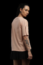 Outlaws Women Error 404 Graphic Oversized T-Shirt | Peach Casual Printed Tee for Women