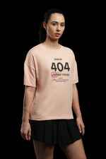 Outlaws Women Error 404 Graphic Oversized T-Shirt | Peach Casual Printed Tee for Women