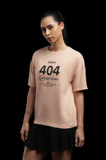 Outlaws Women Error 404 Graphic Oversized T-Shirt | Peach Casual Printed Tee for Women