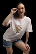 Outlaws Women Floral Print Oversized T-Shirt | Light Pink Casual Graphic Tee for Women