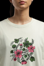 Outlaws Women Floral Print Oversized T Shirt - Off White Casual Tee