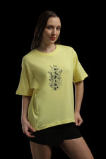 Outlaws Women Inspire Graphic Oversized T Shirt - Lemon Yellow Casual Tee