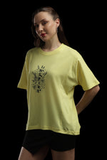 Outlaws Women Inspire Graphic Oversized T Shirt - Lemon Yellow Casual Tee