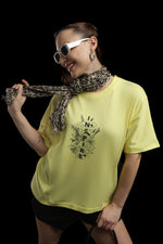 Outlaws Women Inspire Graphic Oversized T Shirt - Lemon Yellow Casual Tee