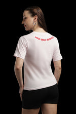Outlaws Women Lip Print Asymmetrical T Shirt - Light Pink Casual Tee