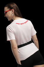 Outlaws Women Lip Print Asymmetrical T Shirt - Light Pink Casual Tee