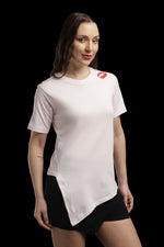 Outlaws Women Lip Print Asymmetrical T Shirt - Light Pink Casual Tee