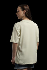 Outlaws Women Oversized Printed T Shirt - Floral Graphic Cream Cotton Tee