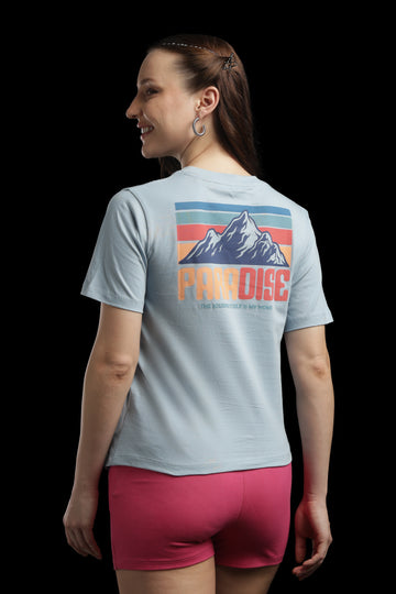 Outlaws Women Paradise Graphic T-Shirt | Sky Blue Casual Printed Tee for Women
