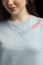 Outlaws Women Paradise Graphic T-Shirt | Sky Blue Casual Printed Tee for Women
